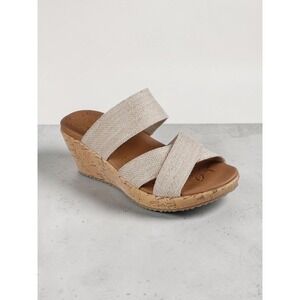 Cali from Skechers Luxe Foam Beverlee Brunch Hour Cork 2.75" Wedge Natural Sz 8
